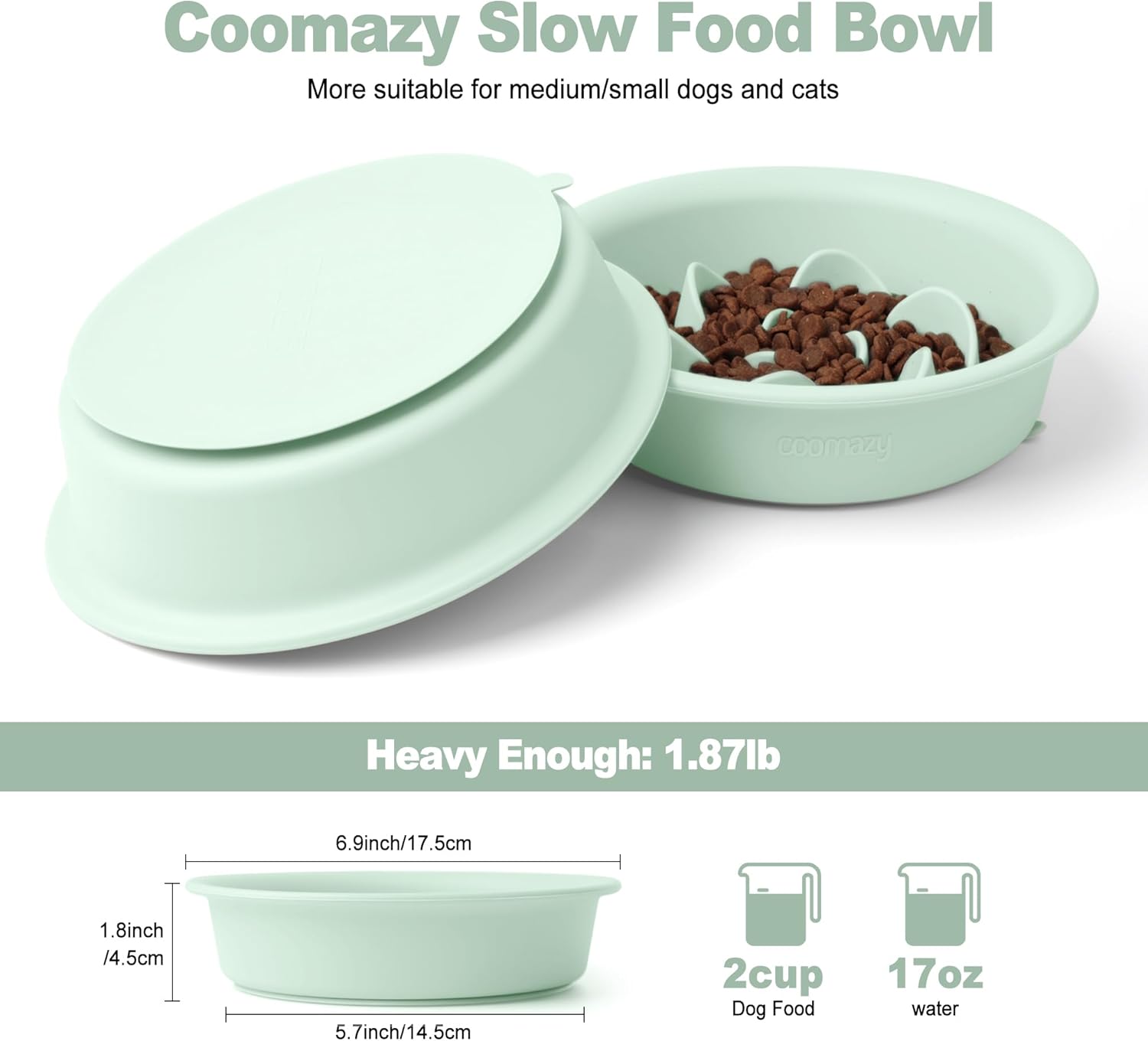 Coomazy Cuencos para perros de alimentación lenta especialmente diseñados para perros de raza pequeña, bulldogs franceses, beagle, perro salchicha,