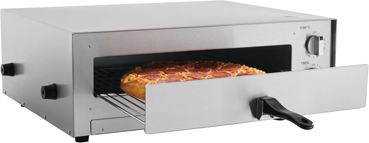 Kratos 29M-036 Horno eléctrico comercial de pizza de 16 pulgadas, 120 V, 1700 vatios, horno de pizza de acero inoxidable para restaurantes, cocina