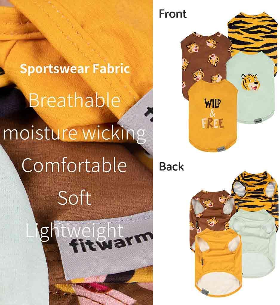 Fitwarm Paquete de 4 camisas de perro de tigre, ropa de verano para perros pequeños, niños y niñas, camiseta divertida para perro, atuendo para