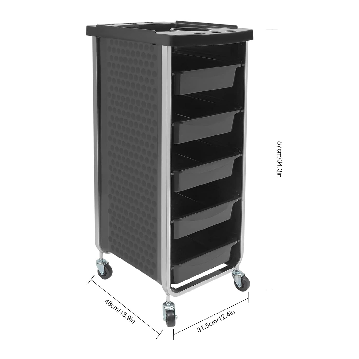 Carrito de salón con ruedas para peluquería, carrito de belleza con 5 cajones grandes, carrito de herramientas multiusos para tiendas de belleza,