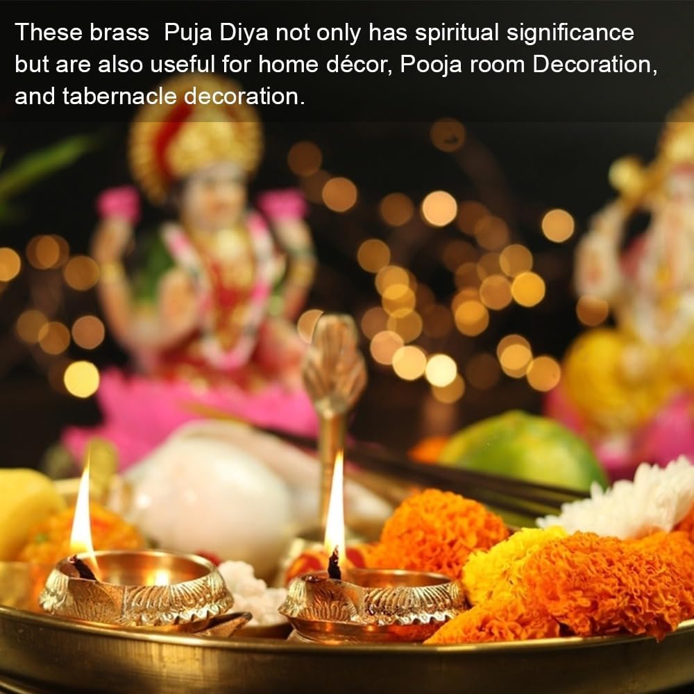Hashcart Diya Kuber Diya – Lámpara de aceite de Puja india hecha a mano, diseño grabado, Diya para Diwali Pooja de 2.5 pulgadas (juego de 12)