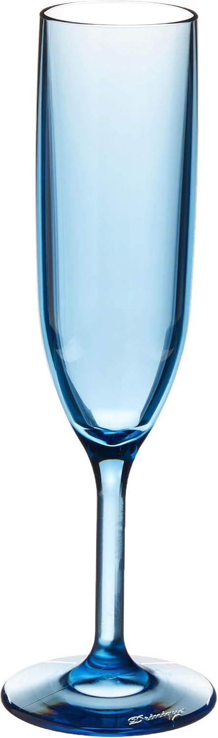 Drinique Copas de champán irrompibles (caja de 24) de 6 onzas, clásicas, inastillables, reutilizables, copa de champán, color azul
