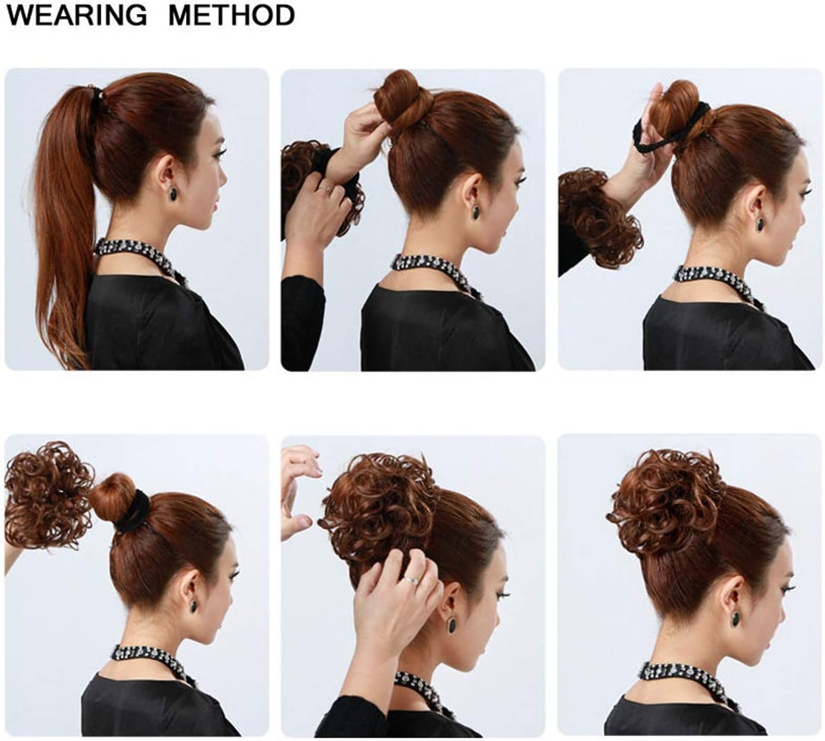 Cabello sintético despeinado, grueso, extensiones para coleta, cabello recogido