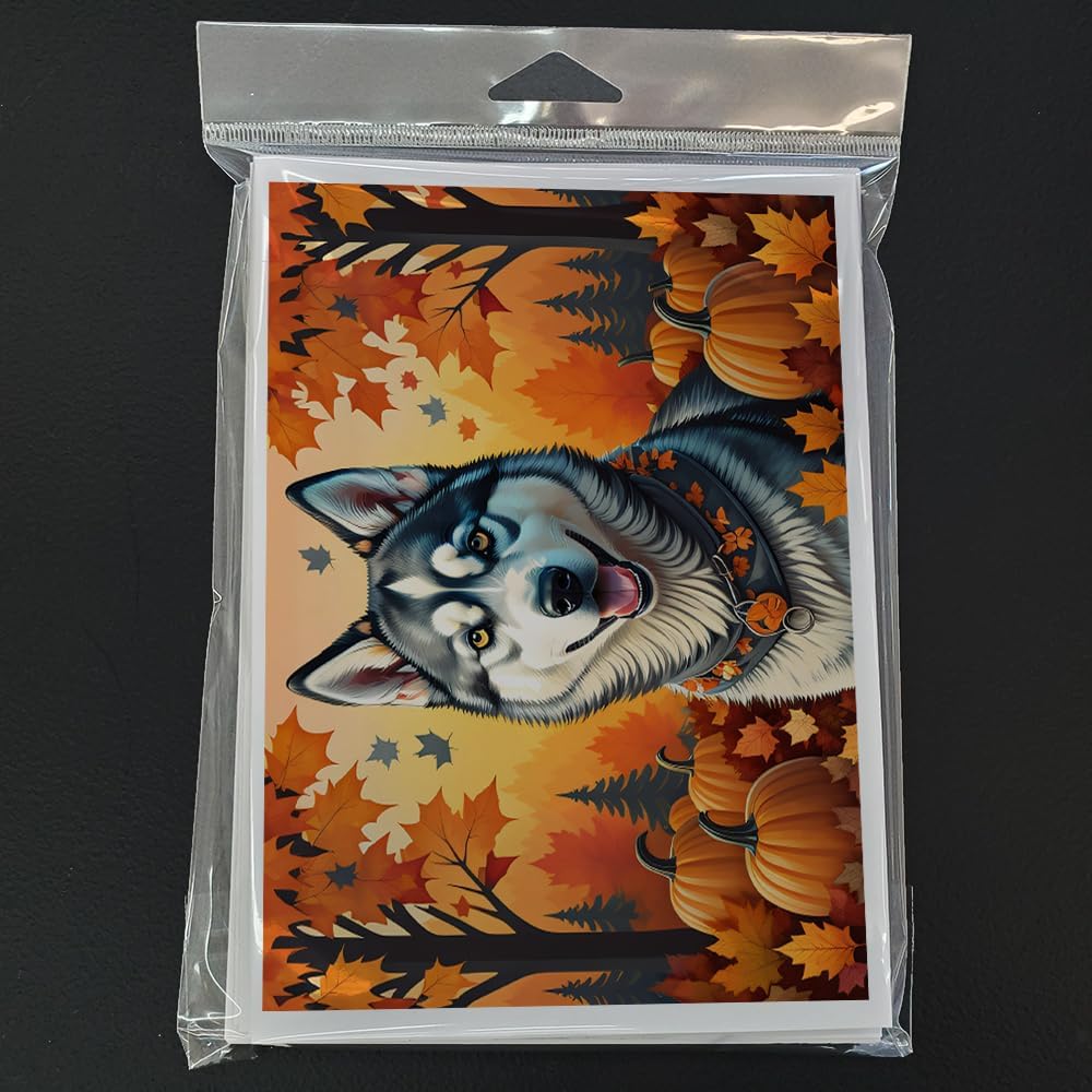 Caroline’s Treasures DAC1074GCA7P Siberian Husky Fall Greeting Cards and Envelopes Pack of 8 Blank Cards with Envelopes Whimsical A7 Size 5×7 Blank