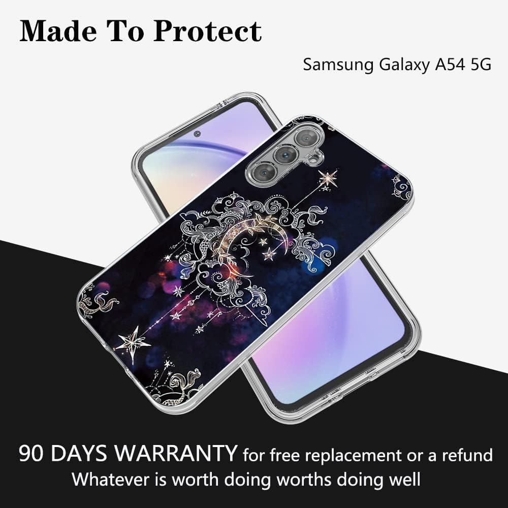 Funda para Samsung Galaxy A54 5G, Samsung A54 5G, protector de pantalla de vidrio templado y funda híbrida de TPU suave de PC duro 2 en 1 para