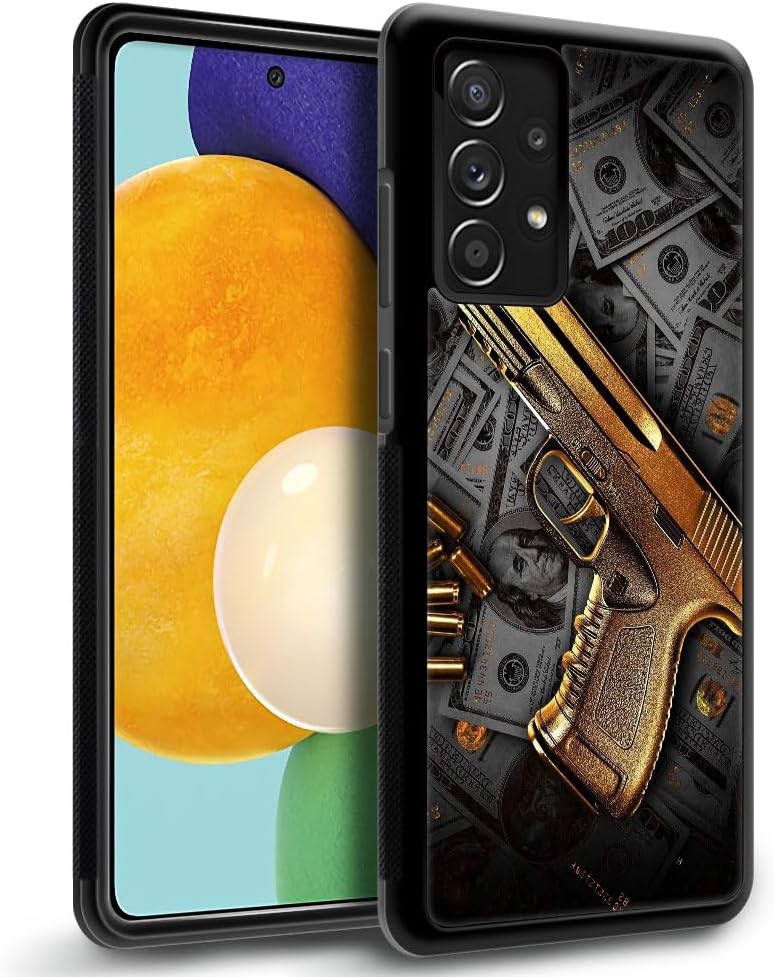 CARLOCA Compatible with Samsung Galaxy A32 4G Case,Gold USA Money Pattern,Ultra Protection Shockproof Soft Silicone TPU Non-Slip Back for Samsung