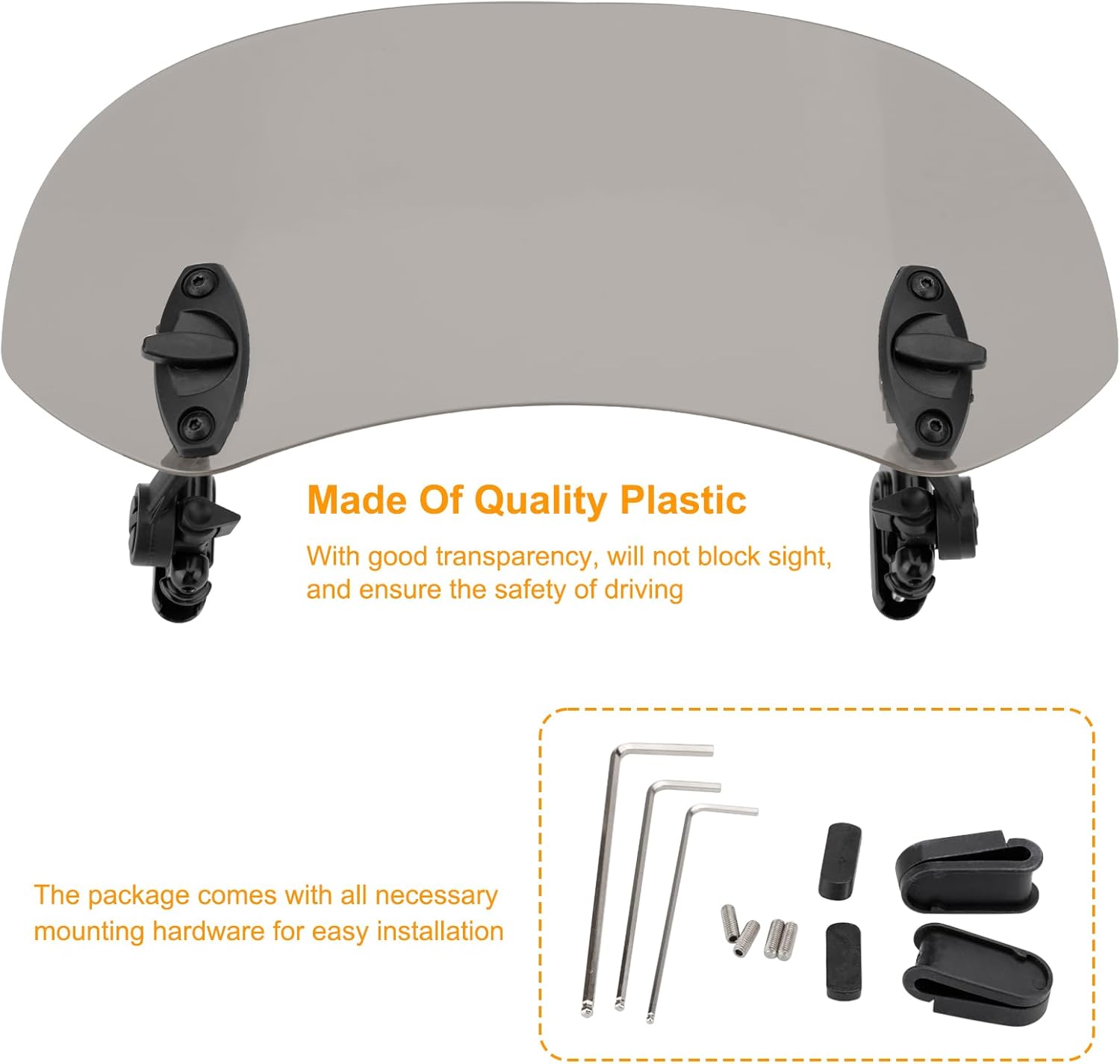 LKV Extensión de parabrisas de motocicleta, deflector de viento universal con clip ajustable de humo compatible con Harley Yamaha Kawasaki Suzuki