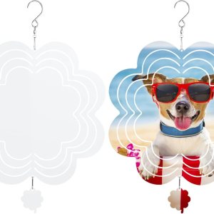 Paquete de 2 hilanderos de viento de sublimación de 8 pulgadas, de aluminio 3D, para colgar en el jardín, arte cinético de doble cara, para Paquete de 2 hilanderos de viento de sublimación de 8 pulgadas, de aluminio 3D, para colgar en el jardín, arte cinético de doble cara, para