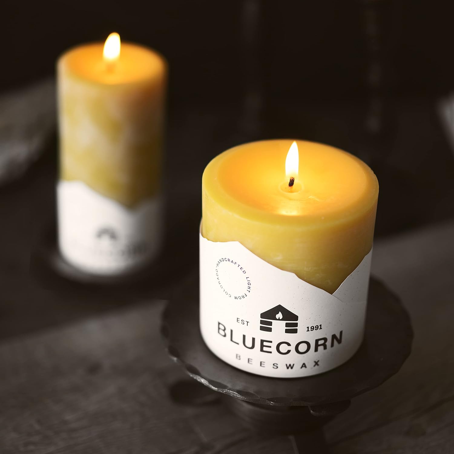 Bluecorn Beeswax Velas de pilar de cera de abeja 100% pura, velas de cera de abeja natural, velas amarillas sin perfume, sin soja, parafina y