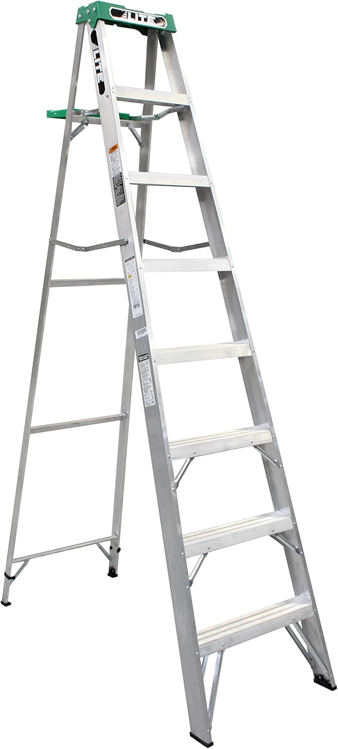 LITE Escalera de aluminio de 8 pies, capacidad de 225 libras, tipo I, LP-2211-08