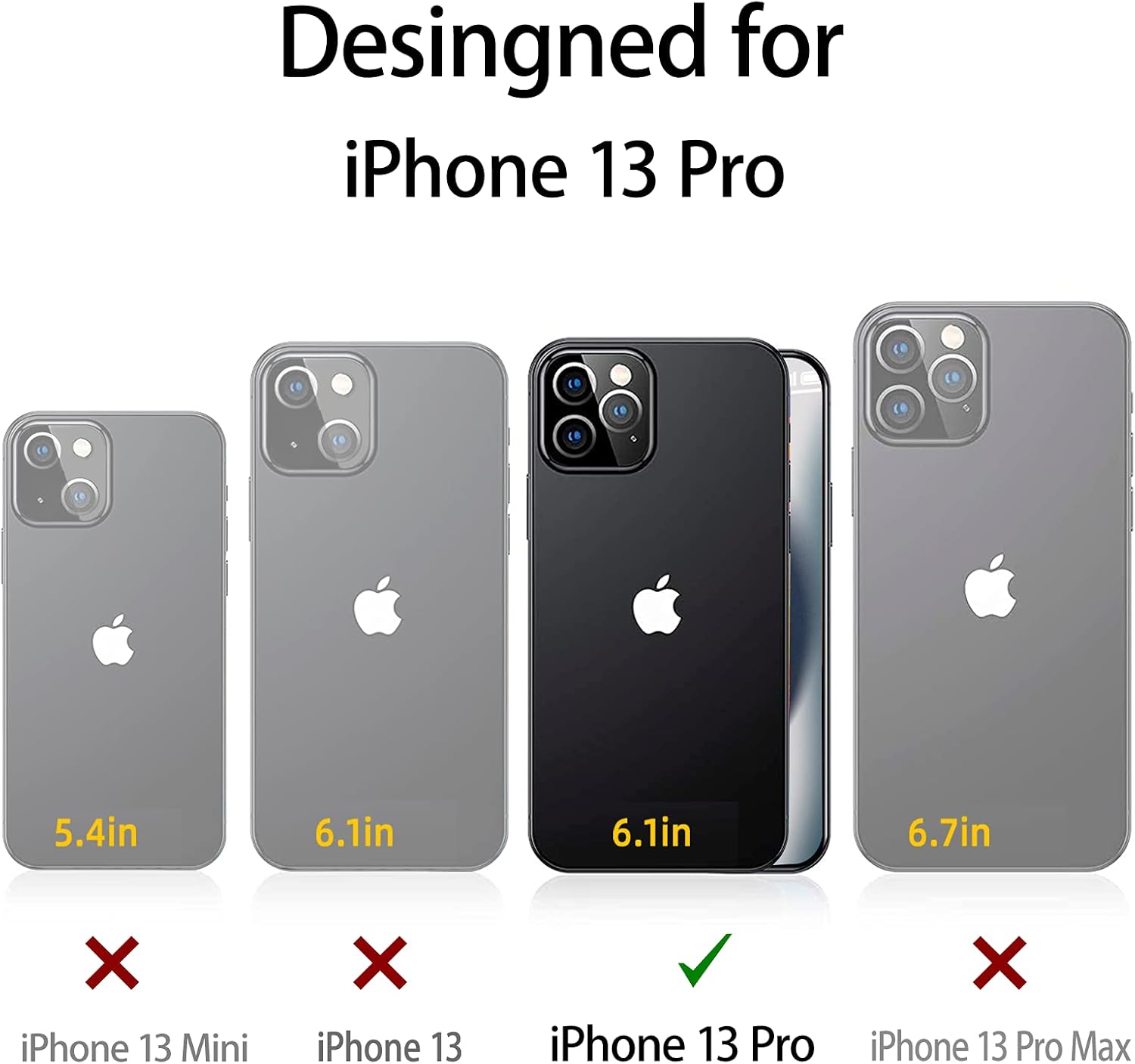 Funda compatible con iPhone 13 Pro, protección contra caídas, cuerpo completo, resistente, a prueba de golpes, a prueba de polvo, militar,