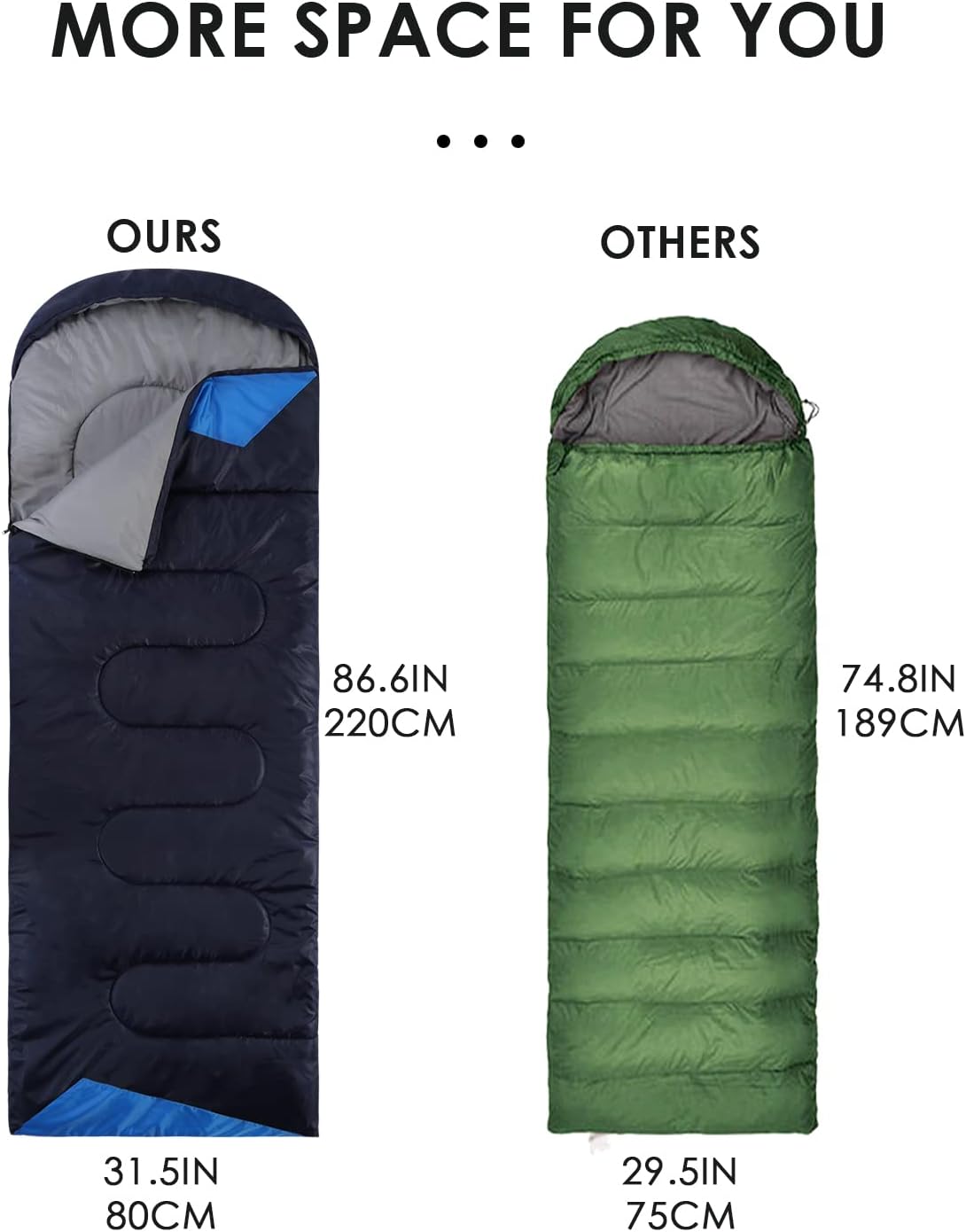 Saco de dormir, para mochila, ligero, impermeable, para clima frío, campamento, senderismo, viajar, cacería, con bolsa de compresión, para adulto y