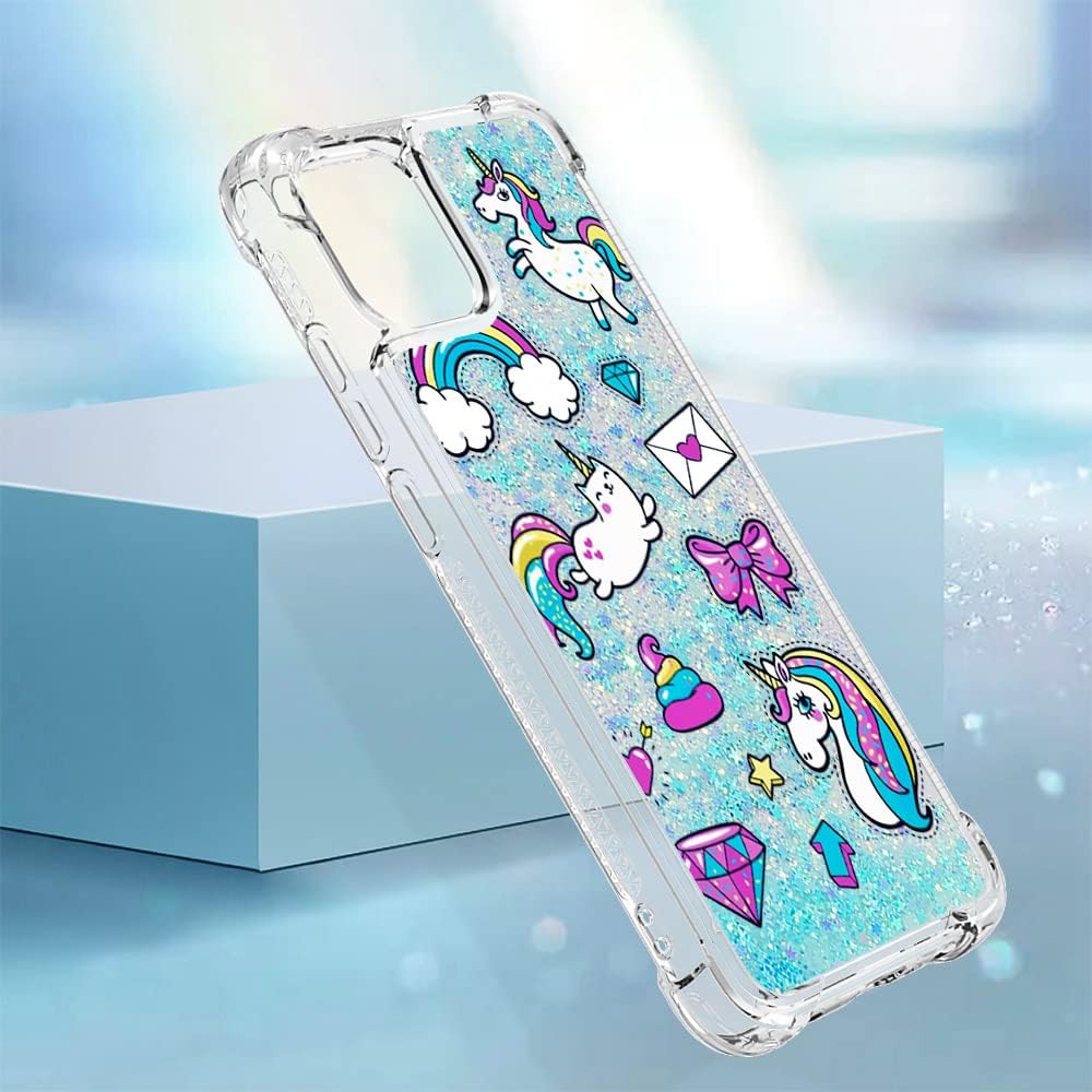 Samsung A04E – Carcasa de TPU suave y transparente con diseño de dibujos animados creativos de arenas movedizas con cubierta líquida brillante que
