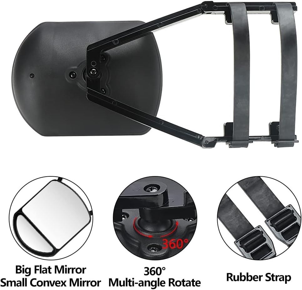 Lifronkit Universal Clip-on Towing Mirrors Extension Towing Mirror 360 Degree Rotation Adjustable Dual View Tow Mirror for Vehicle Car Truck