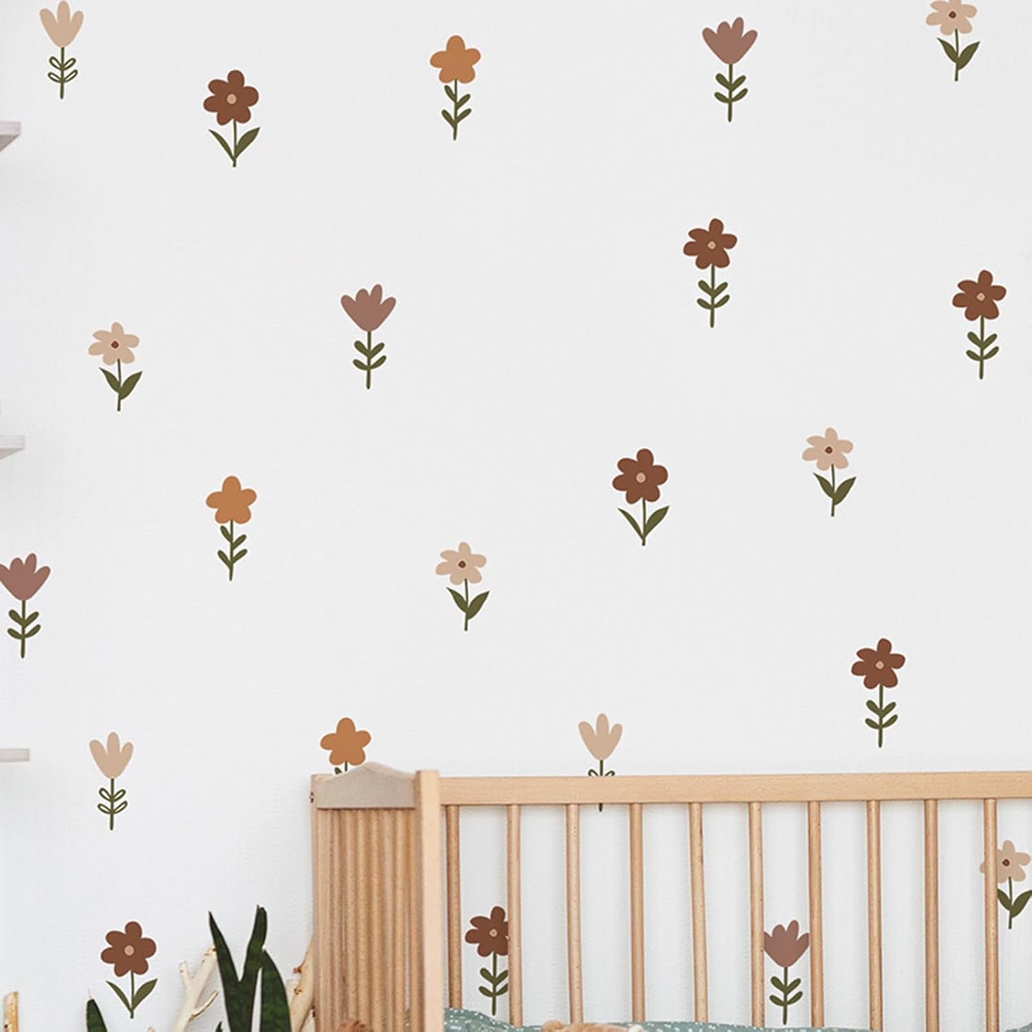 Calcomanías de pared de flores bohemias, calcomanías de pared extraíbles para dormitorio de niñas, decoración de pared floral bohemia para