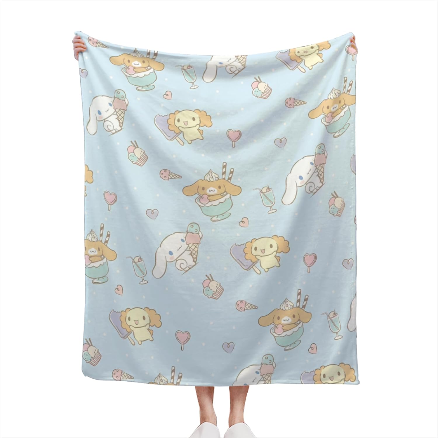 Manta de franela ultra suave con diseño de gatitos de caricaturas, manta de decoración de ropa de cama kawaii, manta para sofá (50 x 40 pulgadas,