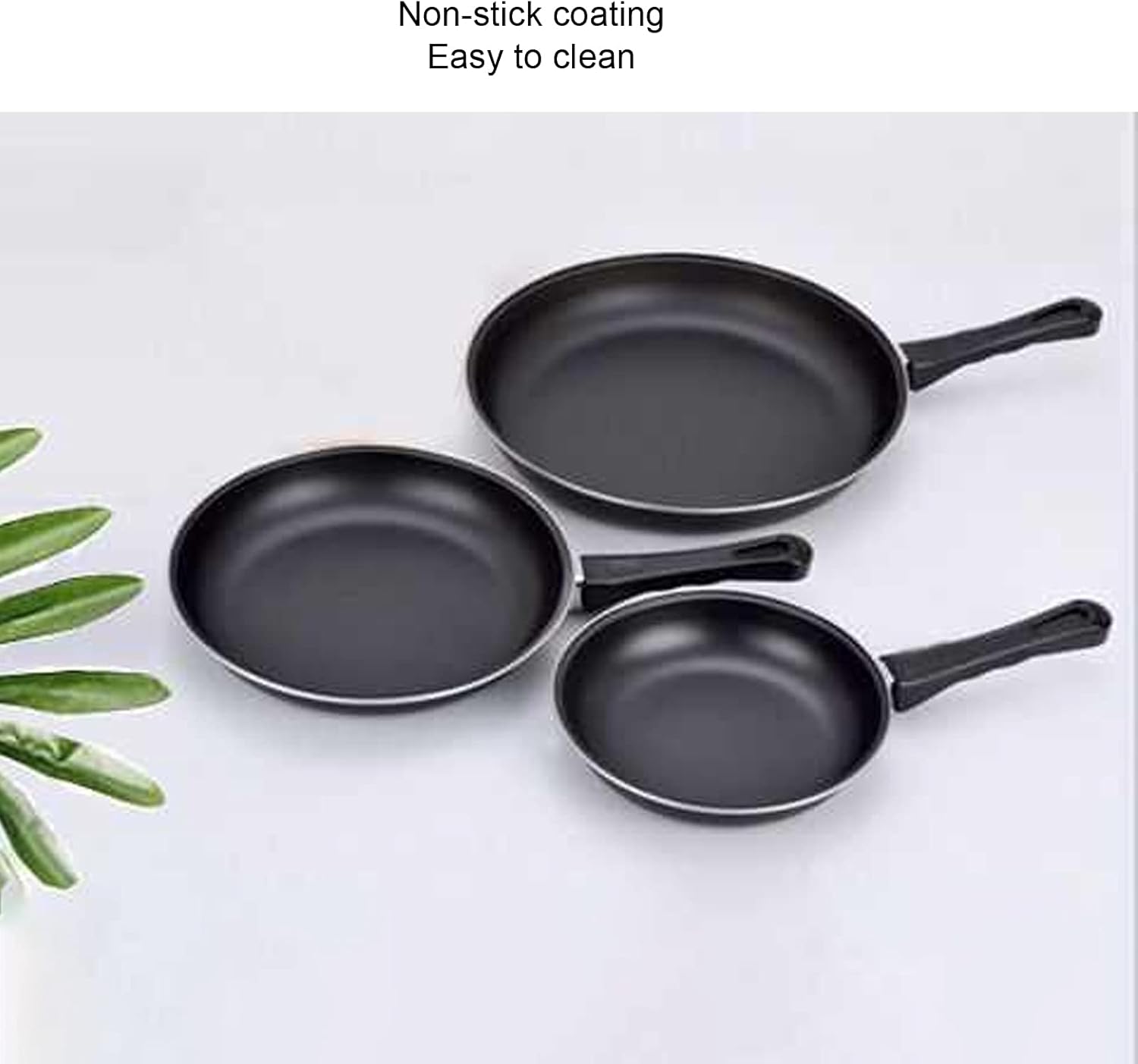 AUNMAS Sartén antiadherente, sartén MIni de acero inoxidable con pared gruesa, utensilios de cocina compatibles con todas las estufas, negro (11.8