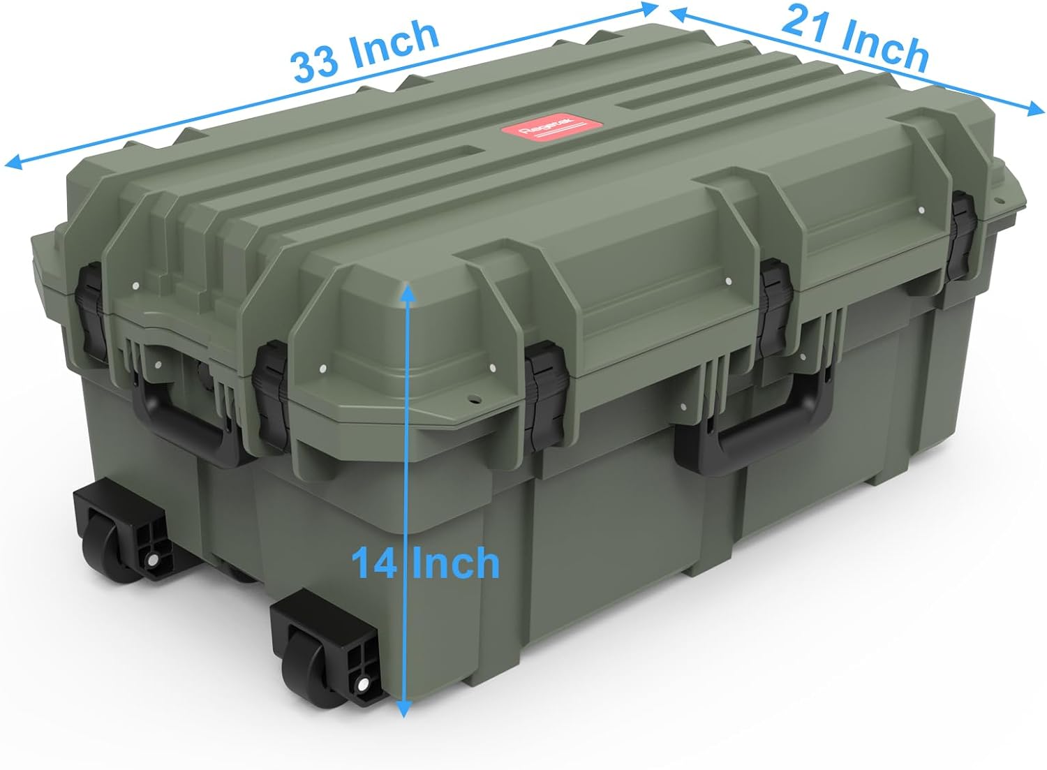 Regetek Funda rígida impermeable, 33 x 21 x 14 pulgadas, funda para equipo con ruedasespuma personalizable, funda de rodillo de engranajes para