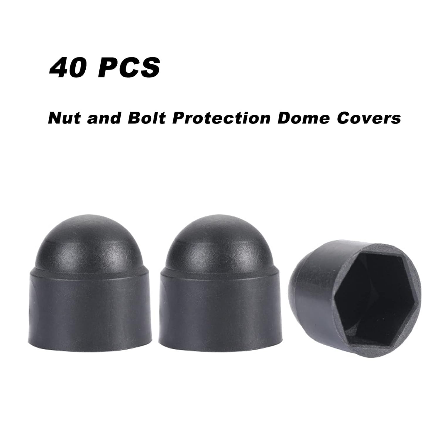 Cubierta de plástico para cúpula de protección de tuercas y pernos, cubierta protectora de tuerca hexagonal negra, sin rosca, M16 x 0.945 in, 40