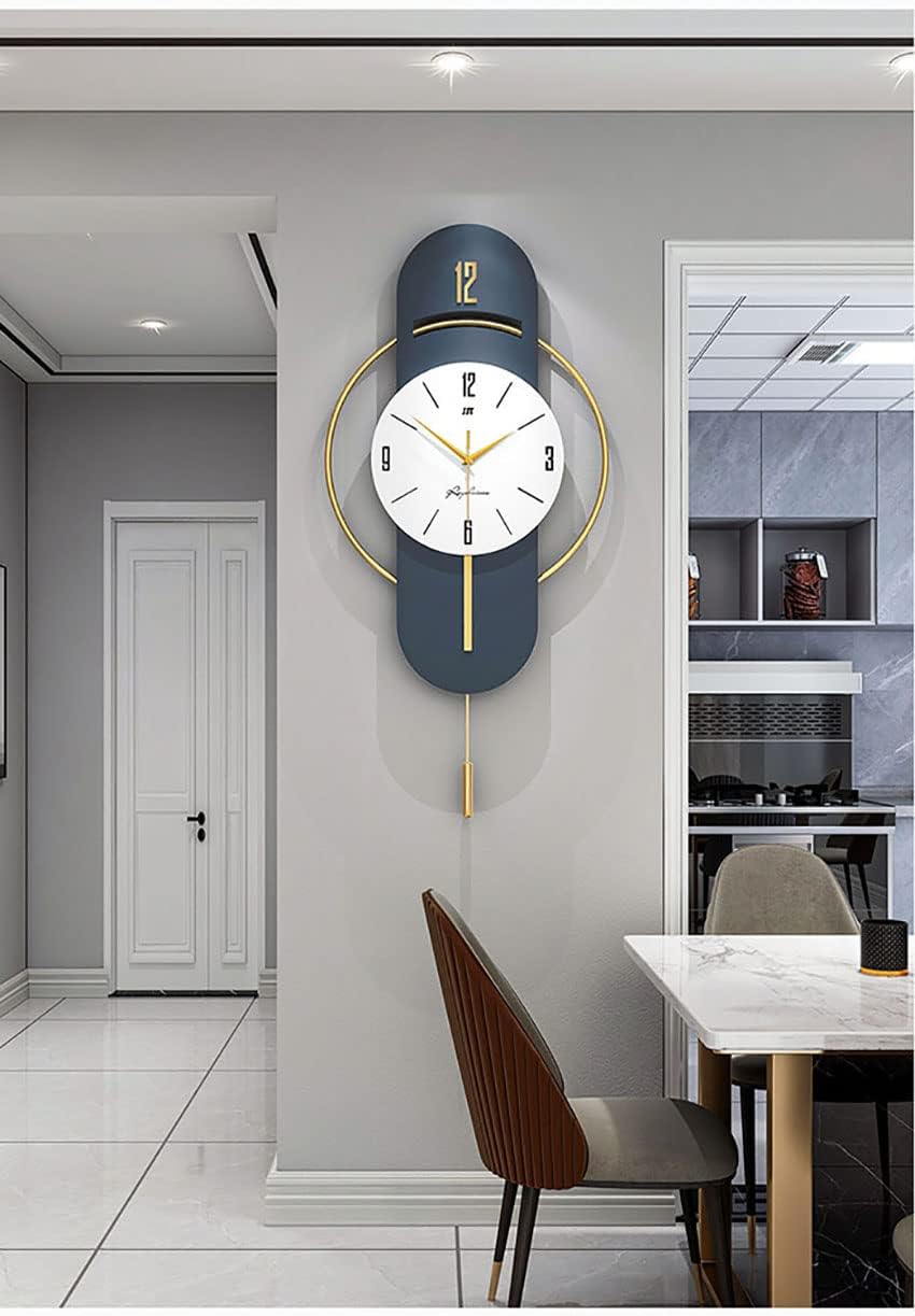 FLOERROYALE Reloj de pared grande para decoración de sala de estar, moderno reloj de pared silencioso de metal de madera, reloj de pared con