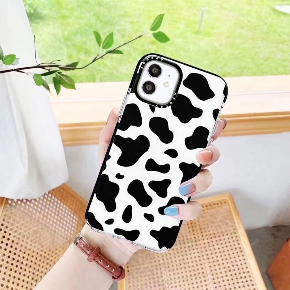 Abbery Funda diseñada para iPhone 11, diseño de vaca, bonita funda transparente con diseño de estampado de vaca, silicona suave, TPU resistente, a