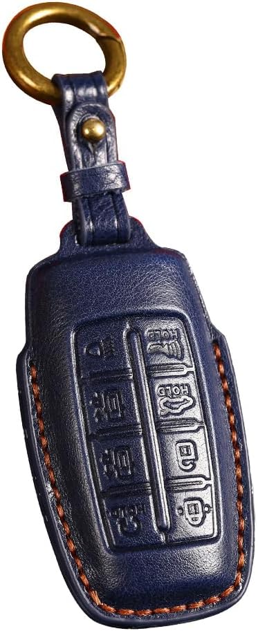 HIBEYO Smart – Funda de cuero para llavero de 8 botones compatible con Hyundai Genesis GV80 G80 G70 GV70 2021 2022, accesorios de automóvil con