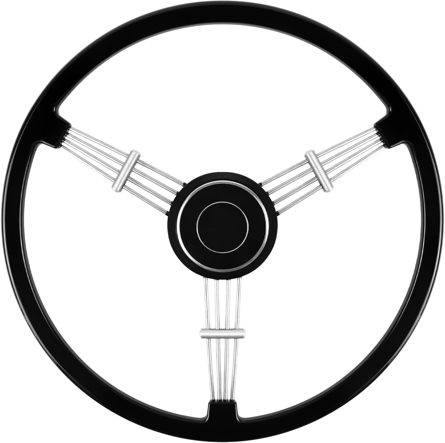 Volante de 15-12 pulgadas, estilo retro clásico con diseño de banjo negro, compatible con Porsche 356 Speedster (barniz de horneado – negro)