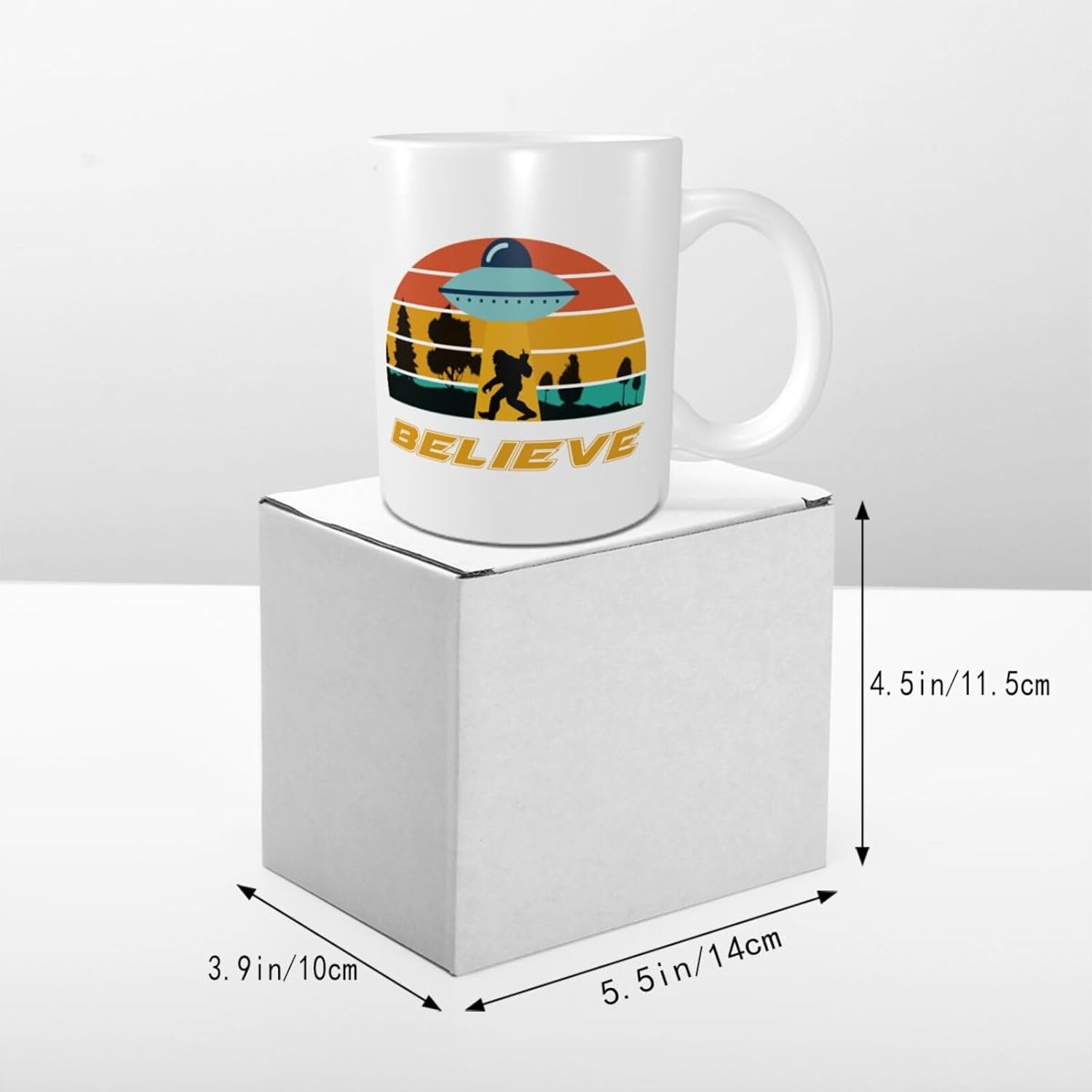Sasquatch y UFO Alien Believe Bigfoot – Tazas de café, textura elegante y esmalte que se pueden utilizar en oficinas, escuelas, hogar y restaurante,