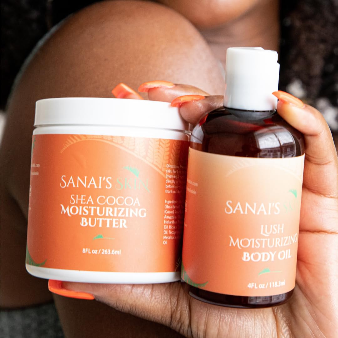 Moisturizing Body Oil by Sanai’s Skin  Lush Moisturizing Body Oil  Daily Moisturizer and Body Oil with Shea Oil & Sweet Almond Oil Glowing Skin – 4
