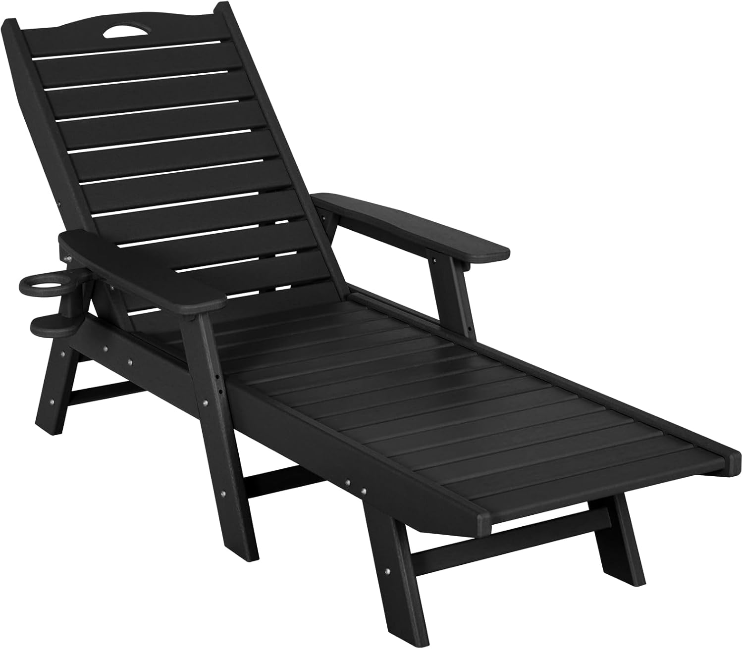 nalone Chaise Lounge para exteriores con respaldo ajustable de 5 posiciones, silla de descanso de polietileno de alta densidad para soportar