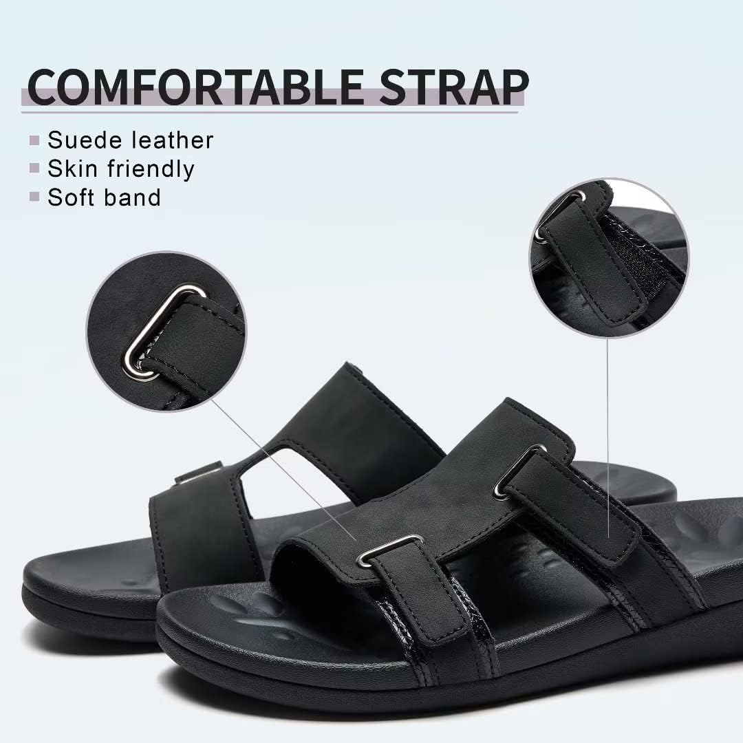 MEGNYA Cómodas sandalias para caminar para mujer, sandalias con soporte de arco para fascitis plantar, pies planos, sandalias informales con correa