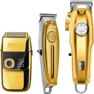 Recortadora de pelo profesional combo eléctrico inalámbrico recortadora barbero barba, máquina de cortar el cabello, kit de oro, cuidado y peinado Recortadora de pelo profesional combo eléctrico inalámbrico recortadora barbero barba, máquina de cortar el cabello, kit de oro, cuidado y peinado