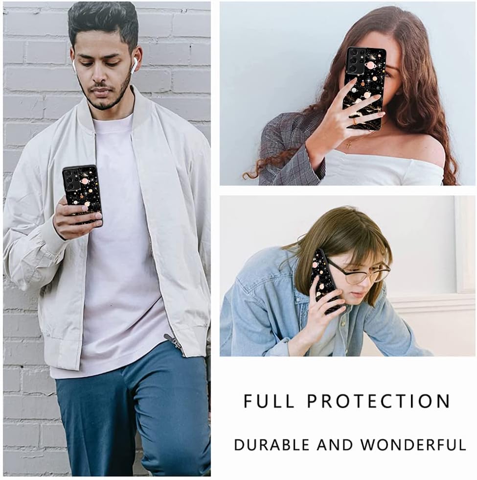 Funda compatible con Samsung Galaxy S21 Ultra, diseño de patrón estético espacial retro, protección de cuerpo completo a prueba de golpes para