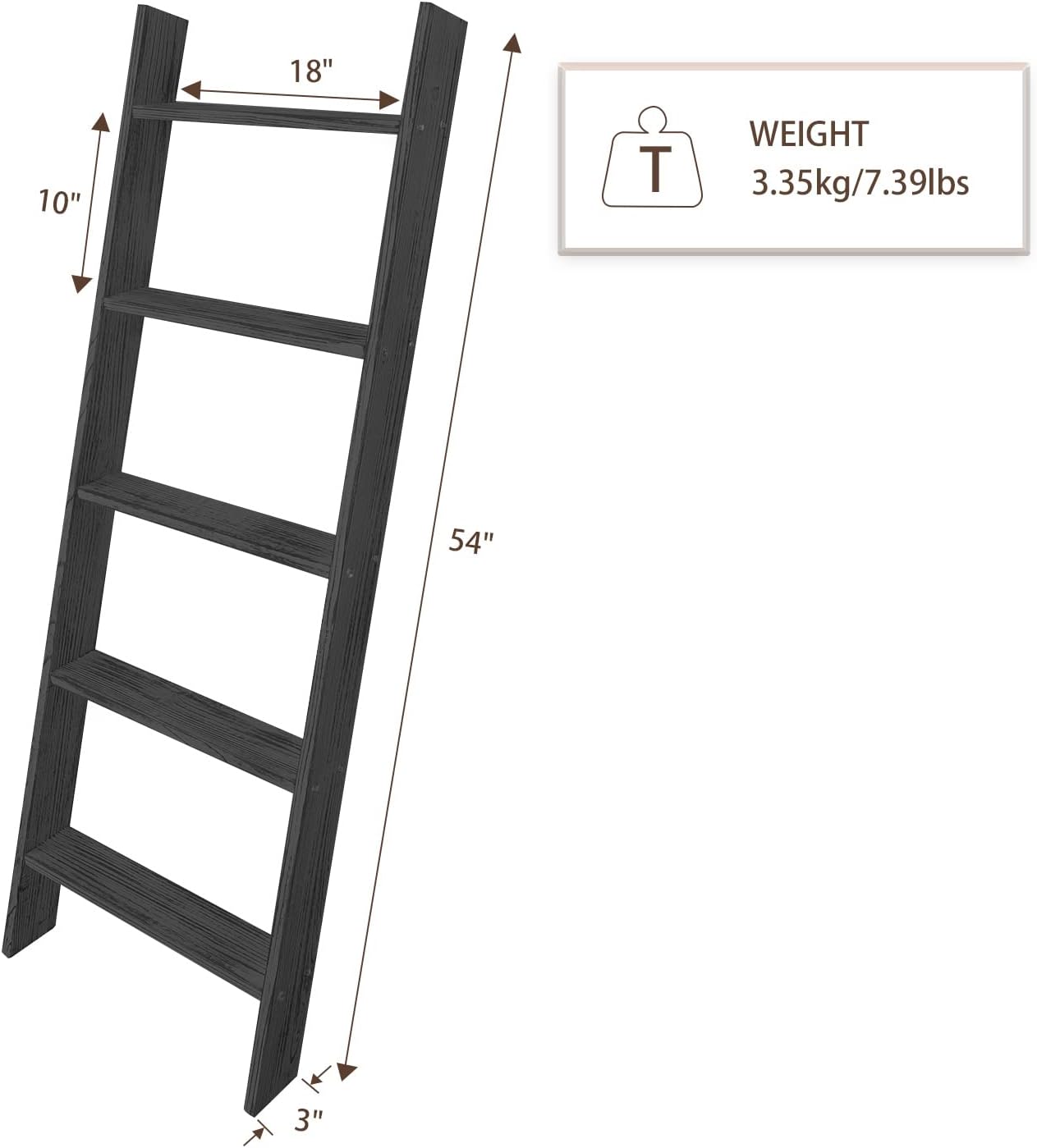 TEAKMAMA Escalera para mantas de 4.5 pies, soporte decorativo para mantas de granja, escaleras de manta de pared para sala de estar, fácil de