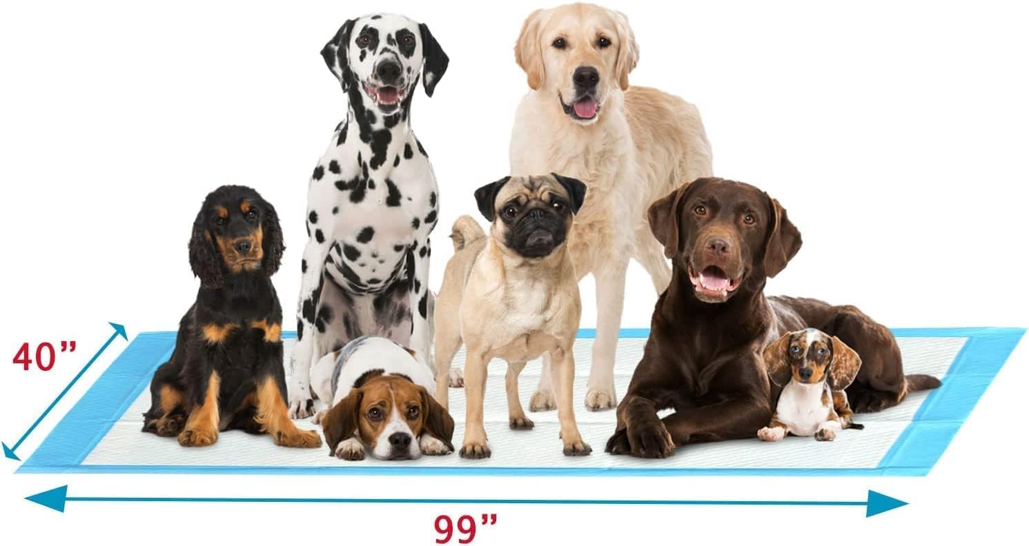 PETSWORLD Almohadillas para orinar de perro de gran tamaño (40 x 99 pulgadas), almohadillas gigantes 4XL para entrenamiento de cachorros,