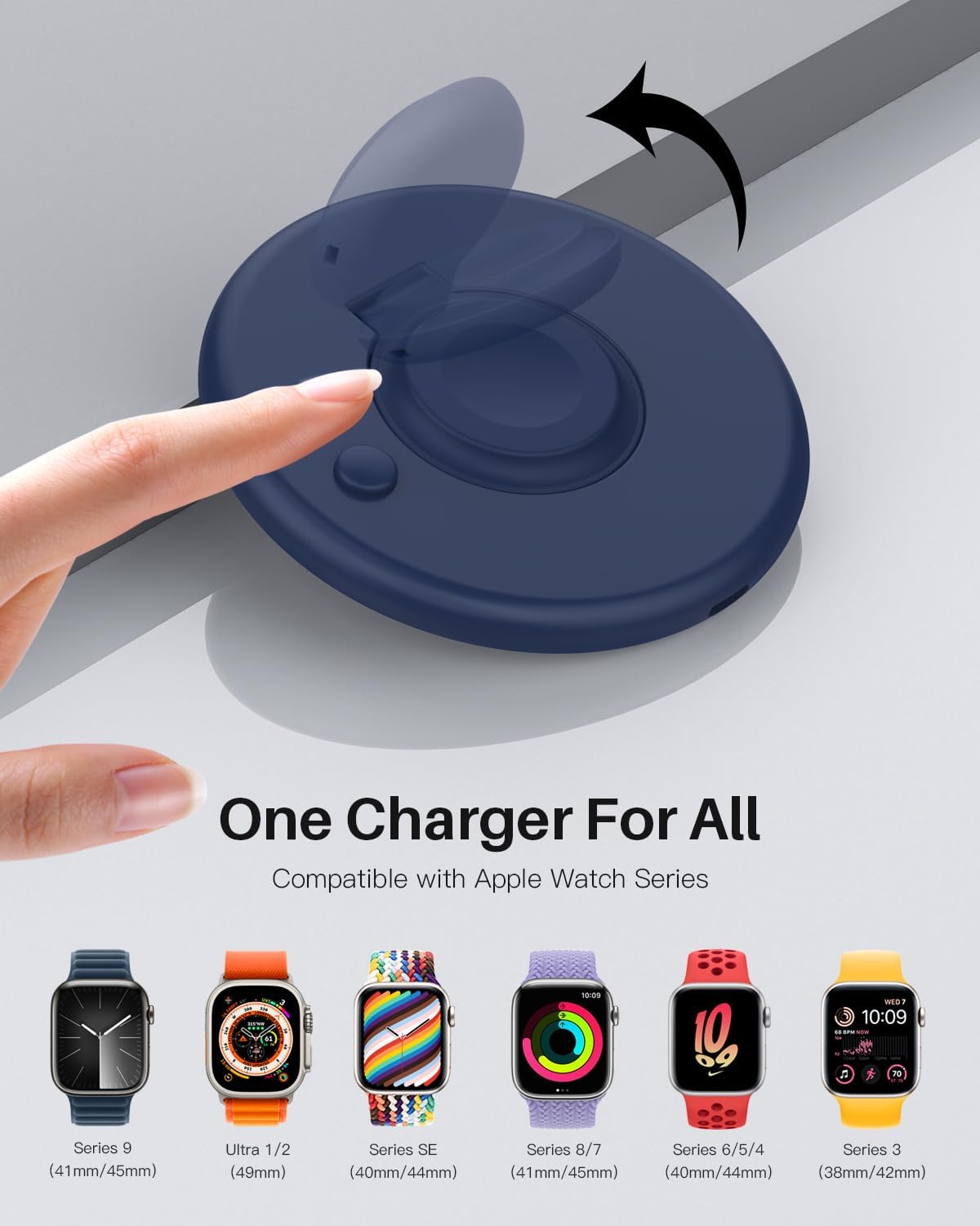 Diseñado para cargador de Apple Watch, cargador magnético portátil para iWatch con cable de carga, soporte de cargador plegable de reloj rápido para