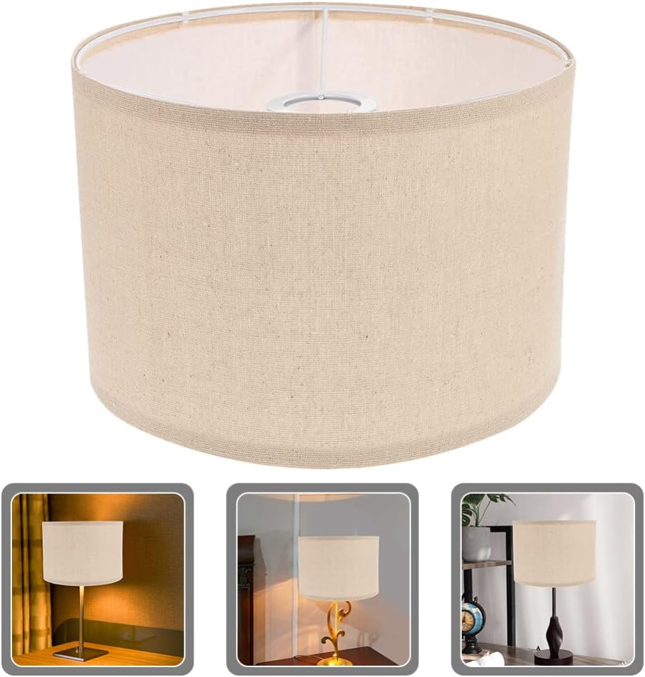 Pantallas de lámpara para lámparas de mesa, pantalla de lámpara de tambor, pantallas de lámpara pequeñas de repuesto de lino natural, pantalla de