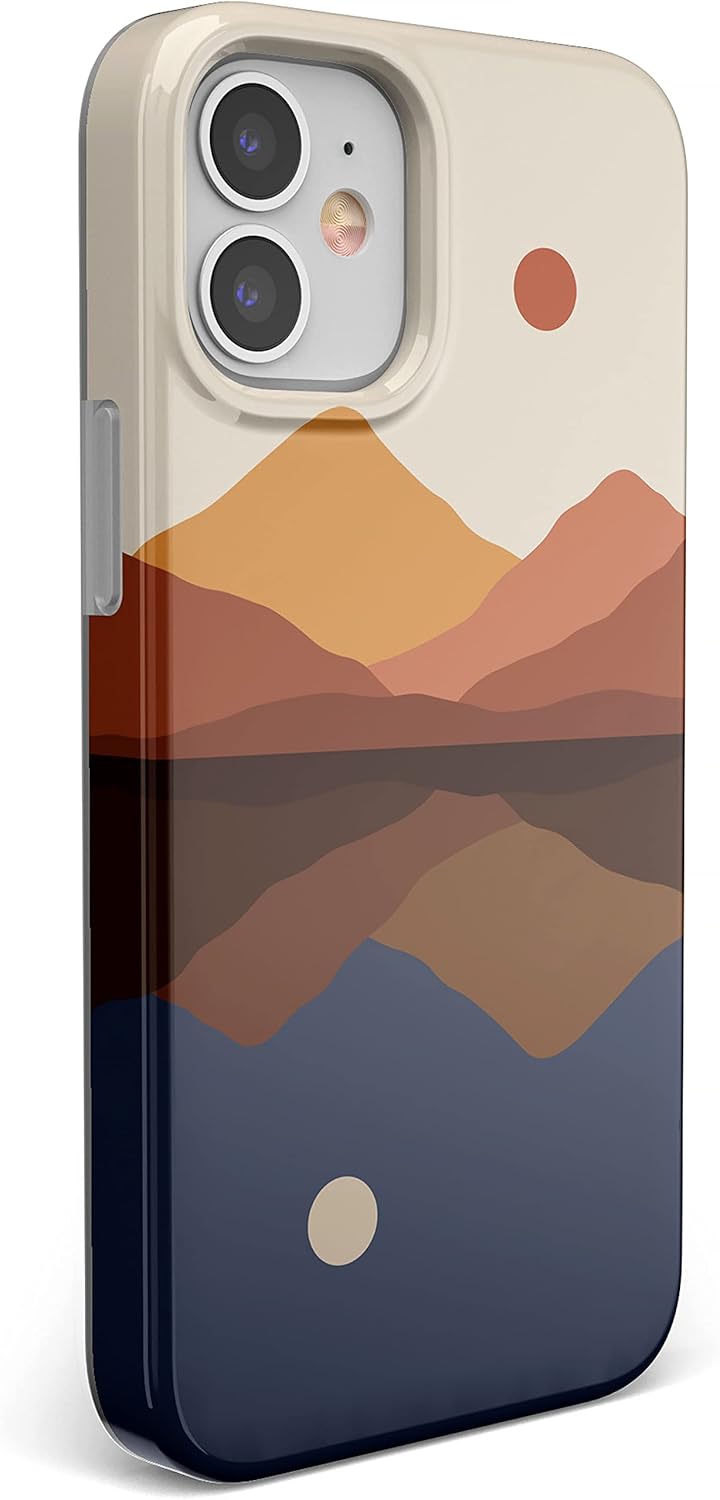 Casely Funda para iPhone 11  Los opuestos se atraen  Funda de montaña de bloque de color de día y noche