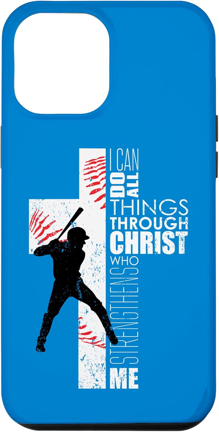 iPhone 14 Pro Max – Funda para teléfono con texto en inglés “Cross Biblia”, regalos de béisbol cristiano