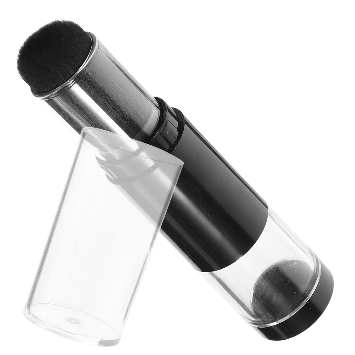 Beaupretty Cepillo aplicador de aerosol de viaje reutilizable recargable con botella de polvo suelto recargable, tarro retráctil prensado para