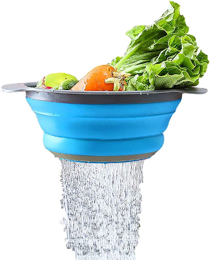 Juego de coladores plegables, aptos para lavavajillas y ahorran espacio para pasta, verduras, frutas, 1 colador de silicona redondo plegable de 4