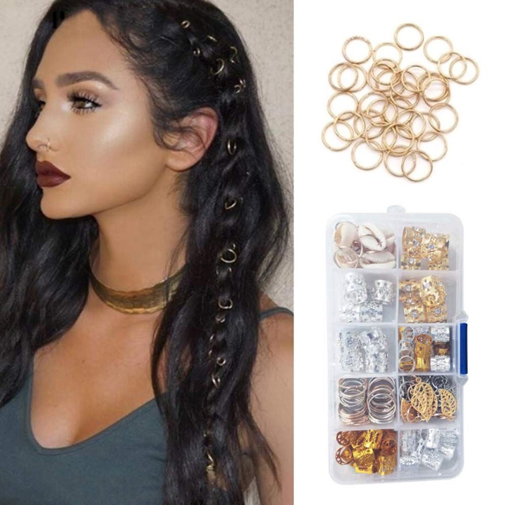 120 piezas de anillos de joyería para el cabello, accesorios de aluminio dorado y plateado, accesorios para el cabello, trenzas para el cabello,