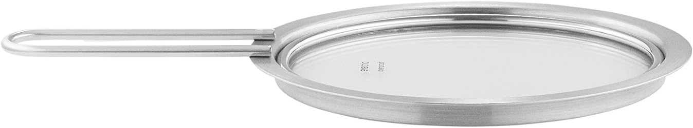 Eva Trio Tapa de acero inoxidable y cristal con mango largo, 6.3 in