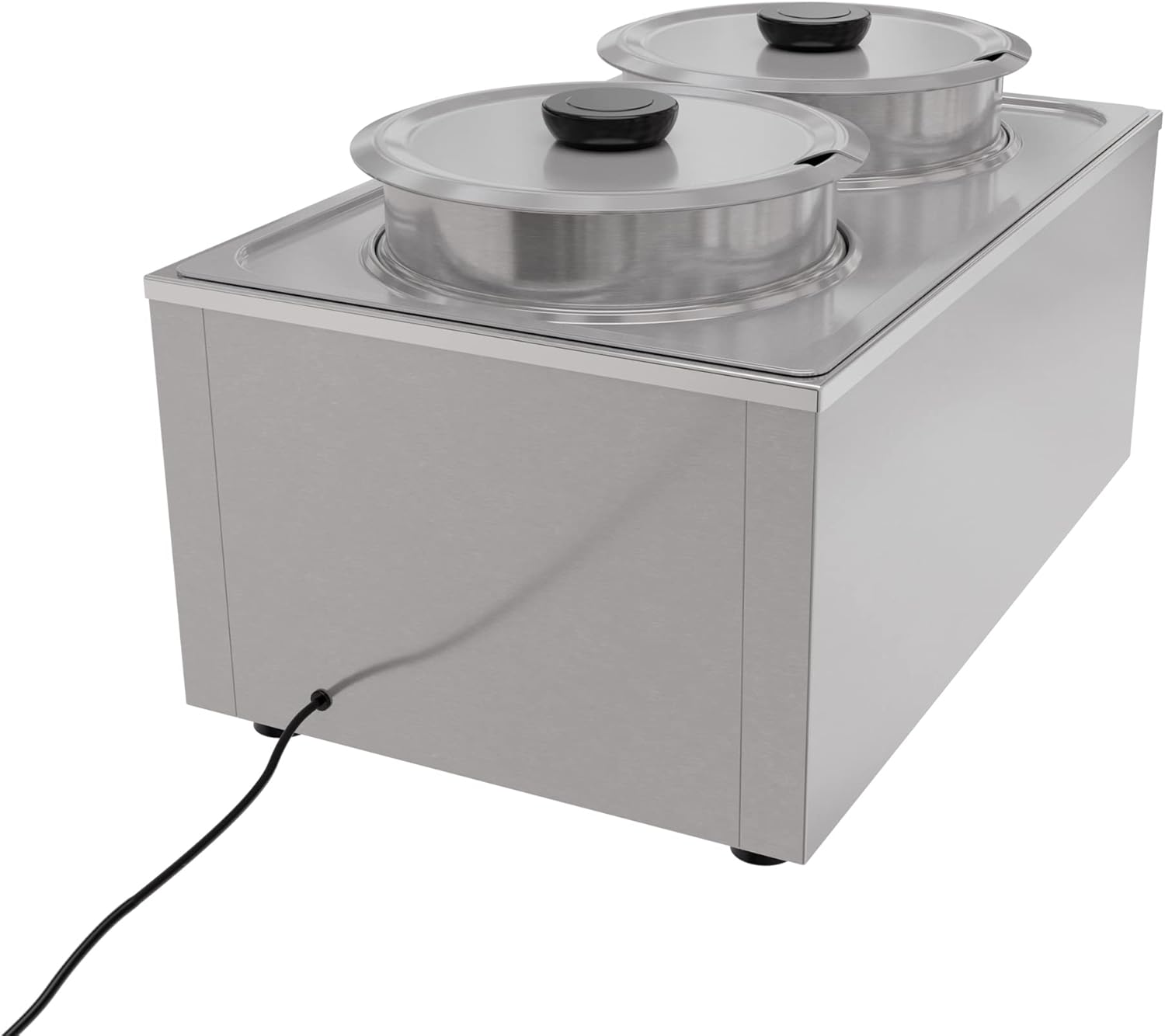 KoolMore Calentador de alimentos comercial Bain Marie para encimera, estación de sopa y servidor de mesa de buffet con dos ollas para servir,
