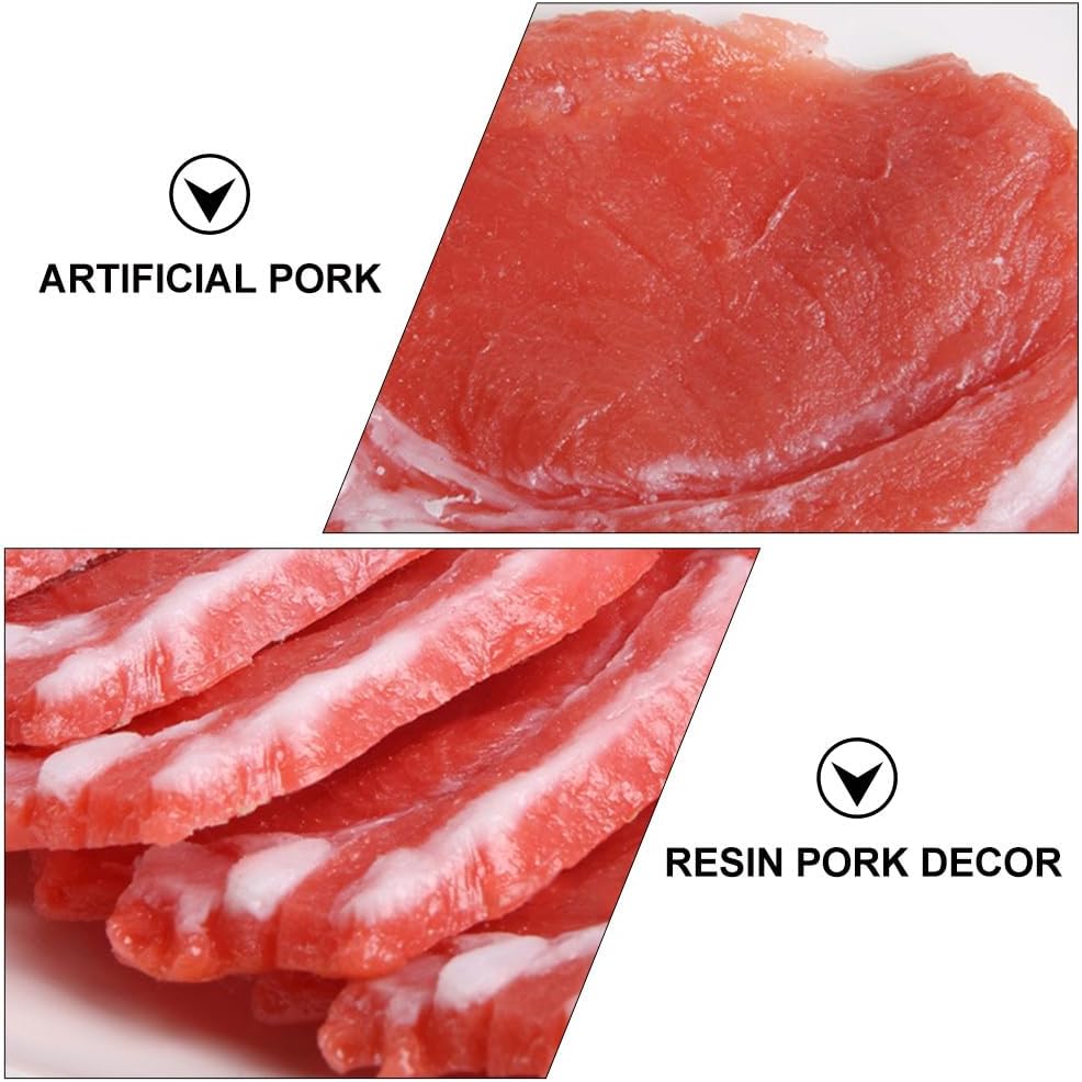 Cabilock 2 unids carne falsa simulación de cerdo modelo de comida decoración carnes frescas modelo artesanal para exhibición de gabinete