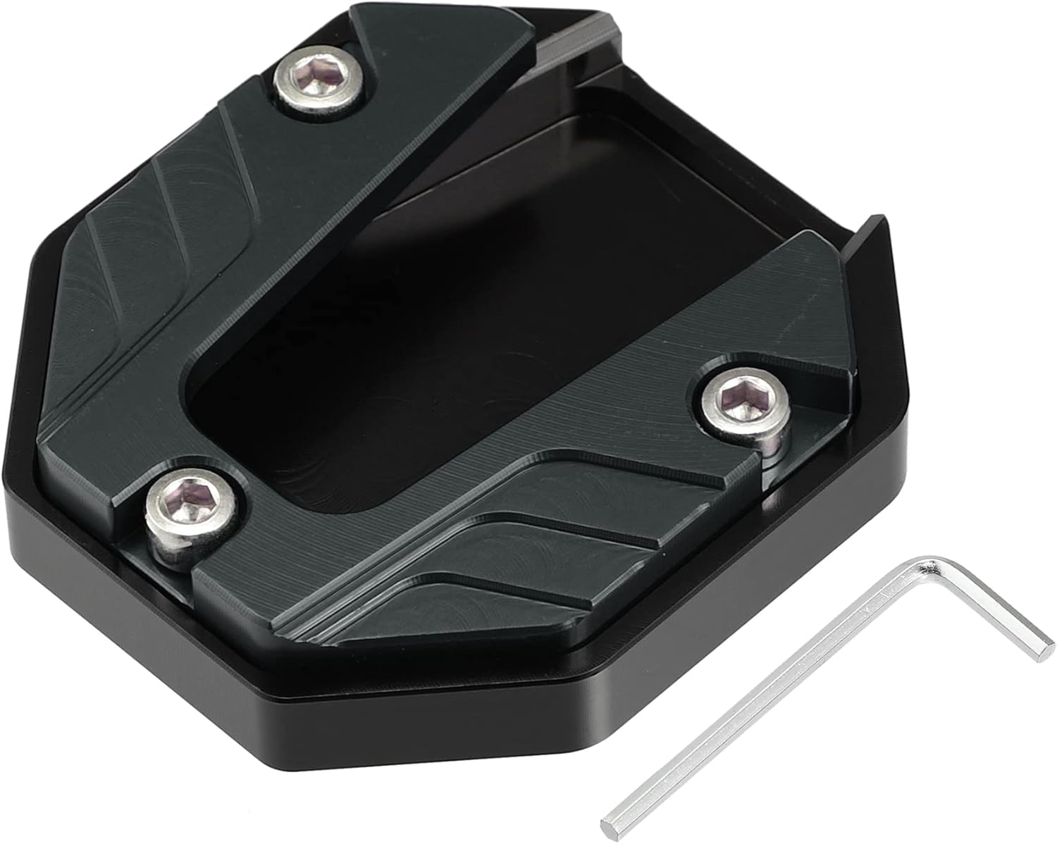 X AUTOHAUX Soporte universal para motocicleta, soporte lateral CNC, placa de soporte de extensión de pie, tono titanio