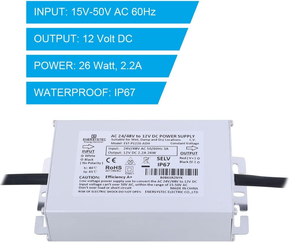 Convertidor de CA de 24 voltios a 12 voltios CC, Convertidor de CA de 48 voltios a 12 voltios CC, AC 20V-50V a 12V DC Rectificador de fuente de