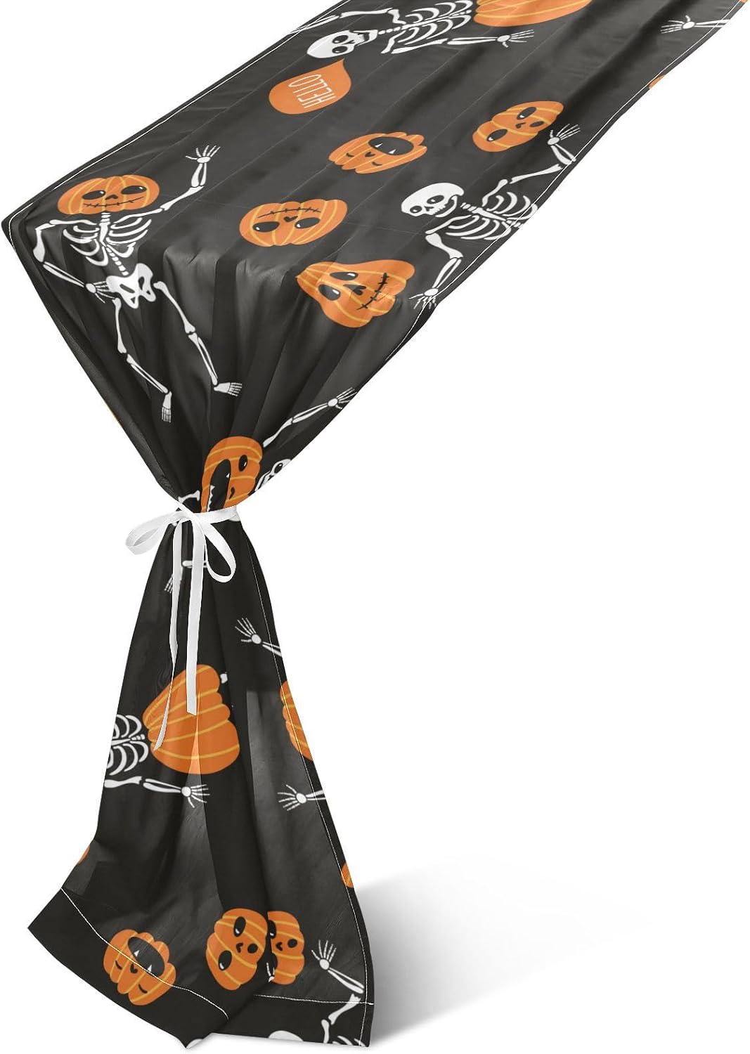 Funny Skeletons Pumpkins Table Runner Fall Table Decor for Desk Decor Halloween Table Runner 108 Inches Long