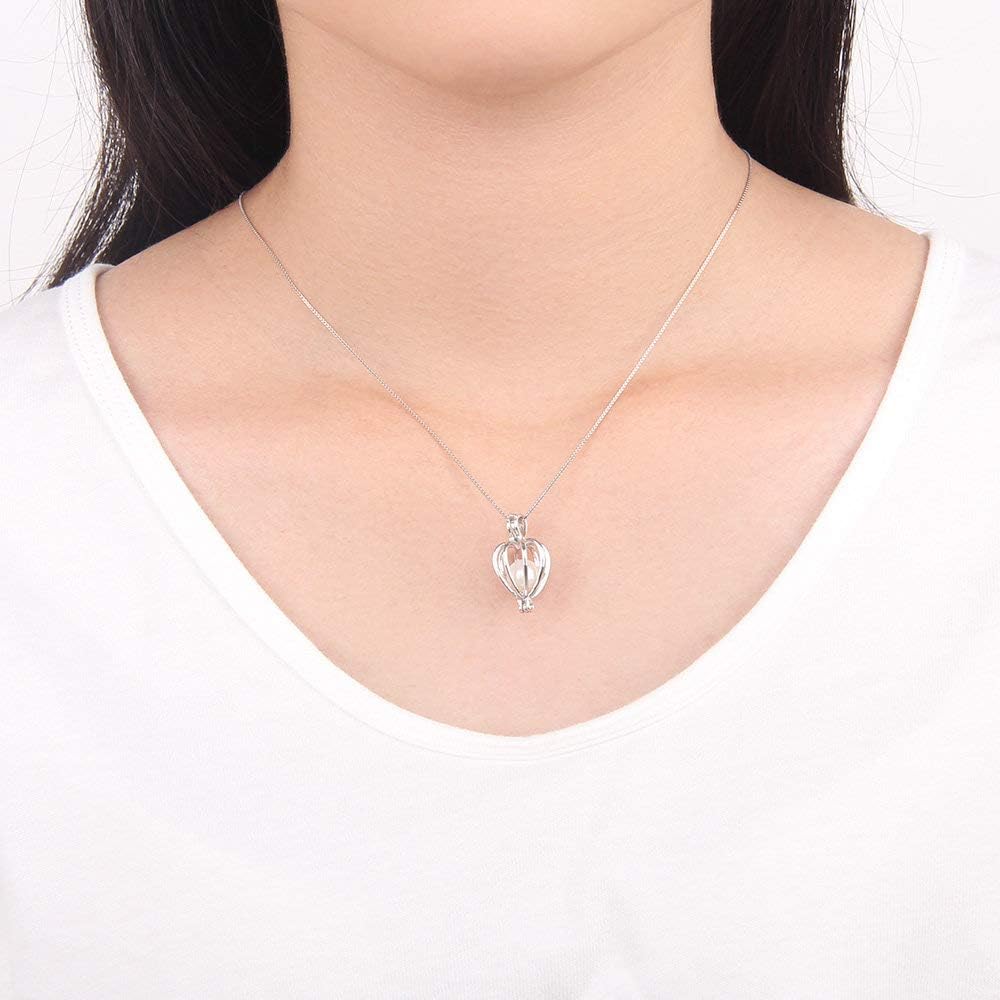 Colgantes minimalistas de jaula de corazón para la fabricación de joyas de perlas de plata esterlina, diseño de perlas colgantes de jaula para
