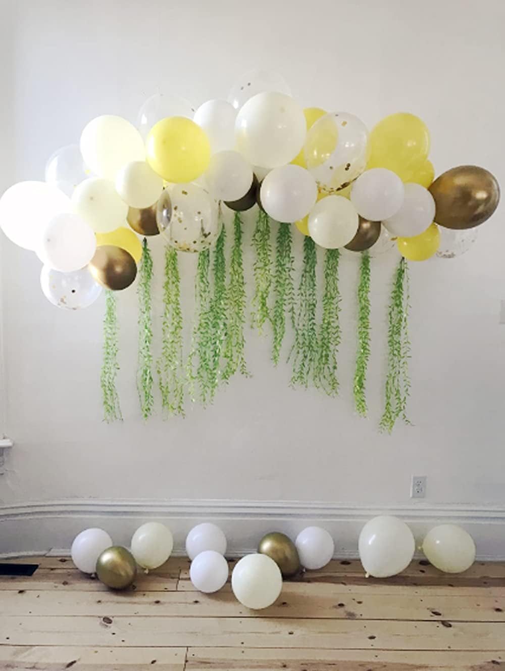 Desde 100 piezas de guirnaldas de globo amarillo kit blanco metálico dorado látex Globos para boda fiesta de verano niños decoraciones de cumpleaños